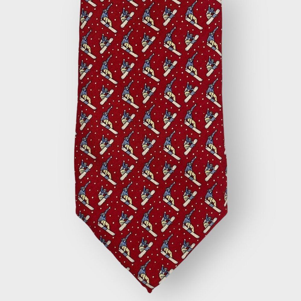 Vineyard Vines Marthas Vineyard Tie | Red Silk | Snowboard | USA | 61 in Long